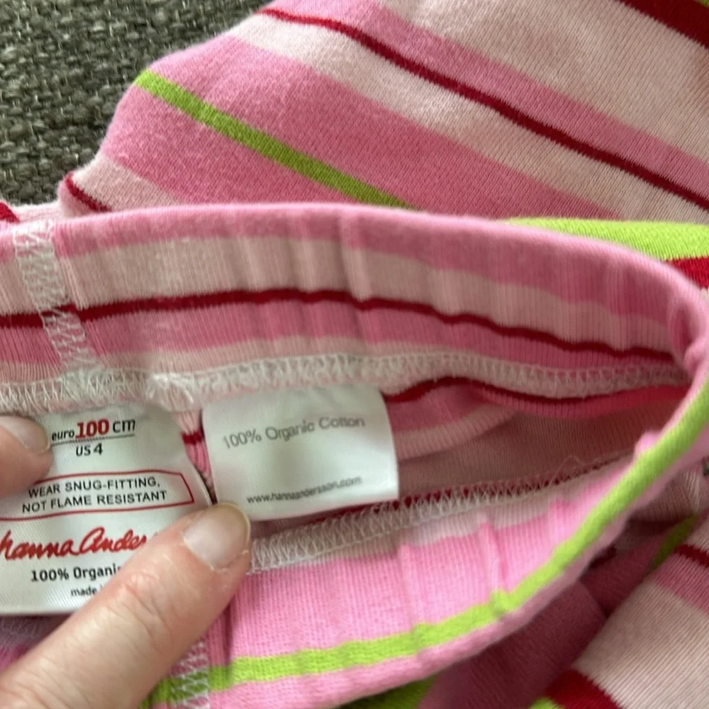 Hanna Andersson 100% Organic Cotton Pink Striped Pajama Set Size 3